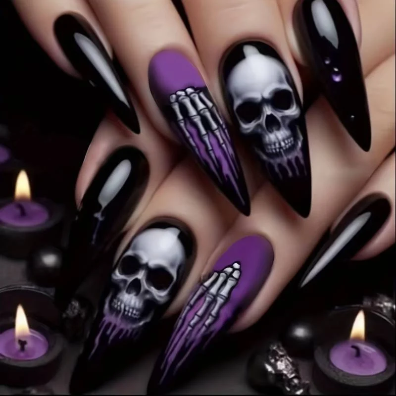 Halloween-Themen Skelett Nagelkunst