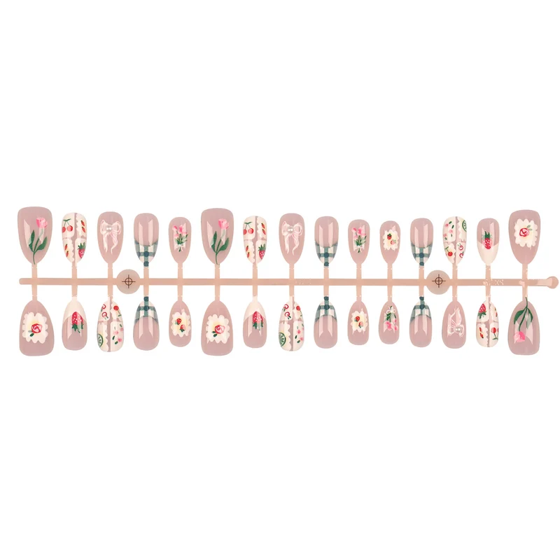 Floral Print Press-On Nail Art Set