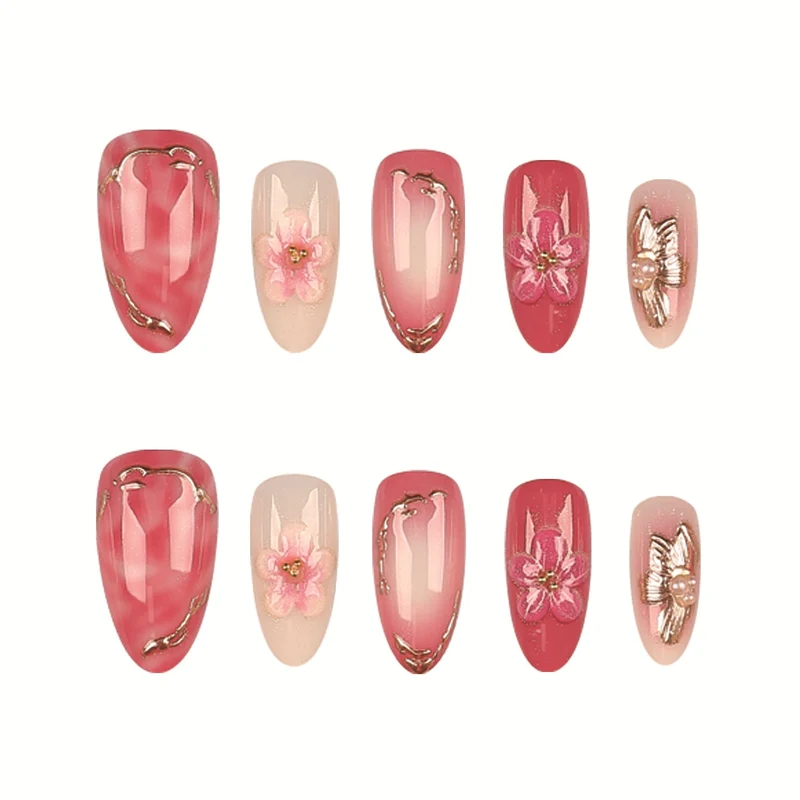 Blumeninspiriertes Press-On Nagelkunst