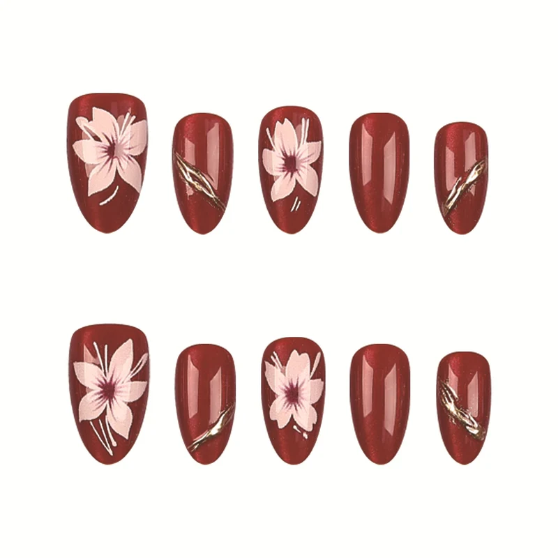 Blumenmuster Press-On Nail Art Set