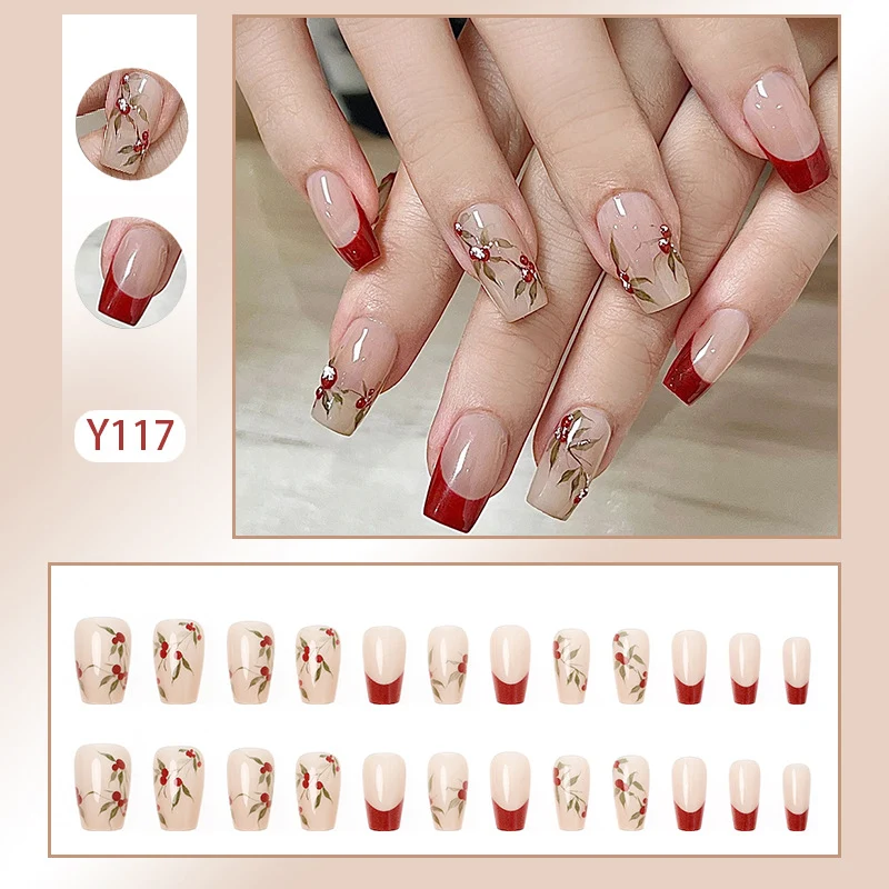 Elegante Blumendruck-Nageltips