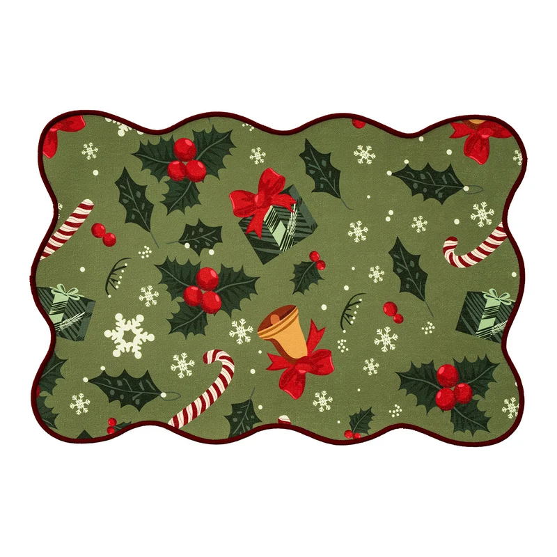 Abwischbares Weihnachts-Tischset mit gewelltem Rand, rutschfester Unterseite und festlichem Muster