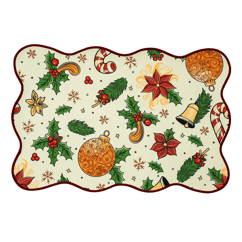Abwischbares Weihnachts-Tischset mit gewelltem Rand, rutschfester Unterseite und festlichem Muster