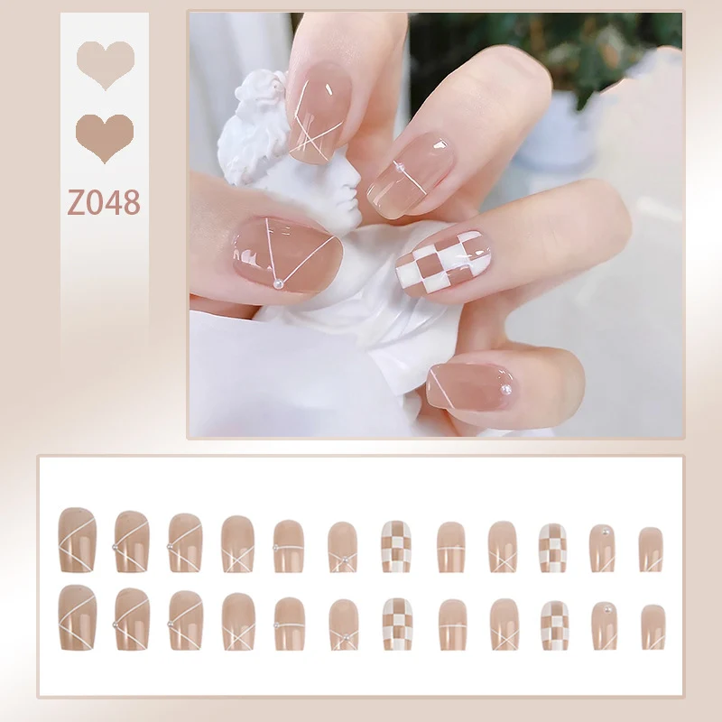 Elegantes geometrisches Press-On-Nagelset