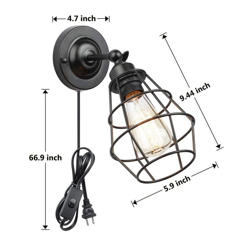 Industrielle Käfig Wandlampe