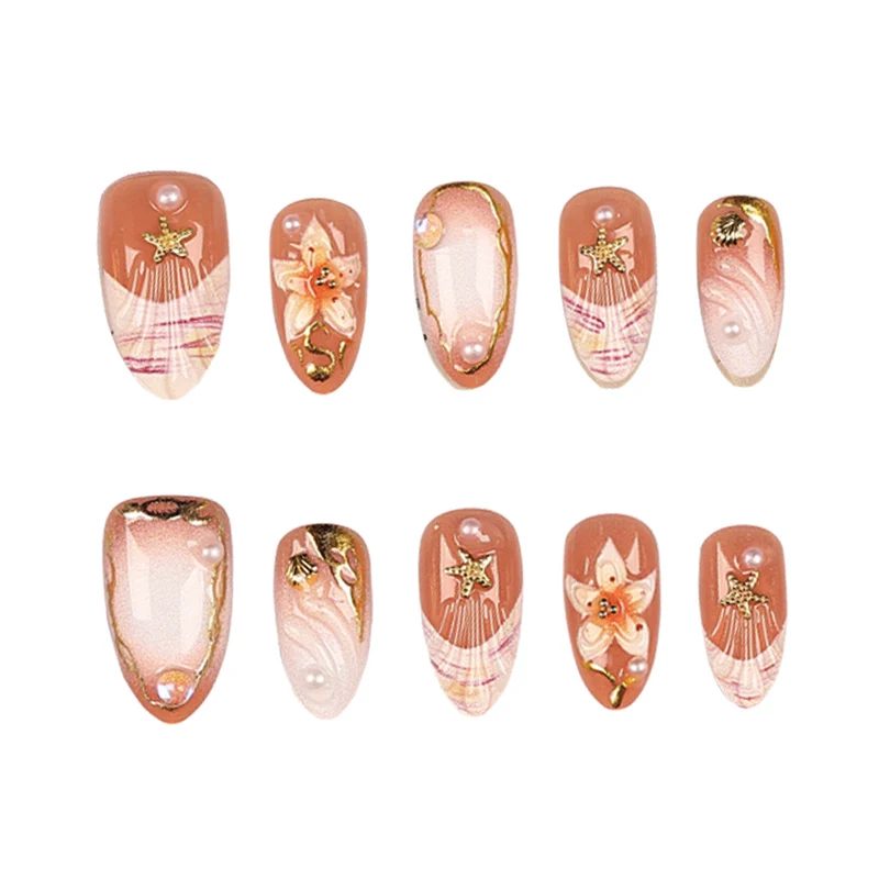 Künstlerisches Blumen Press-On Nagelspitzen Set