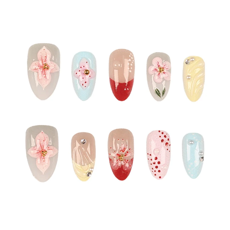 Künstlerisches Floral Press-On Nagelset