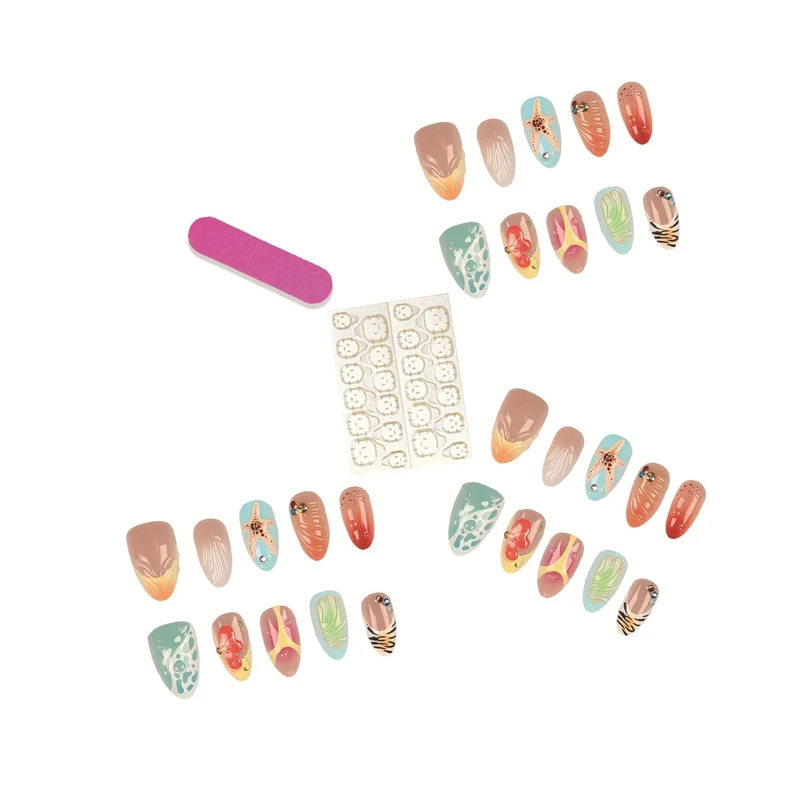 Künstlerische Press-On-Nagelspitzen-Set mit Kleber und Feile