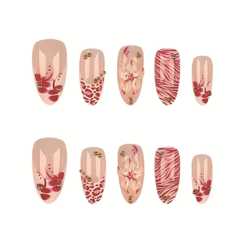 Künstlerisches Floral-Nageldesign Press-On-Set