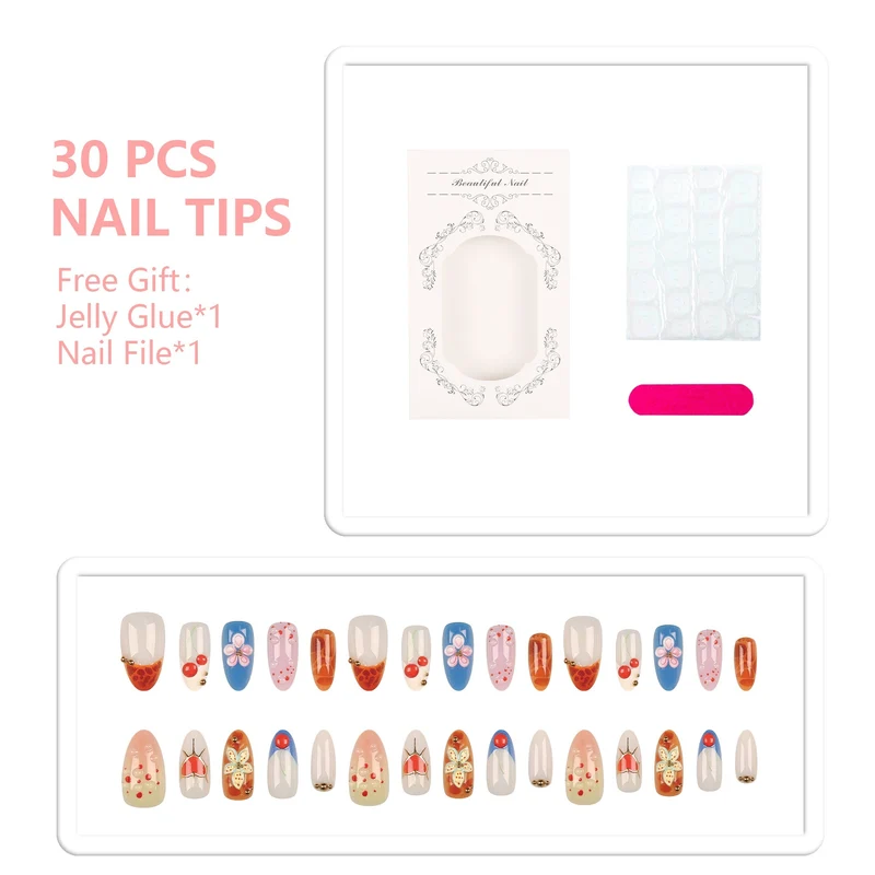 Künstlerisches florales Design Press-On-Nagelset