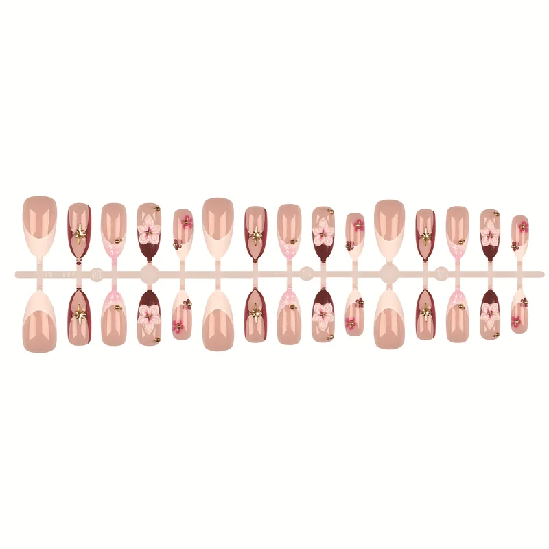 Künstlerisches florales Design Press-On-Nagelset