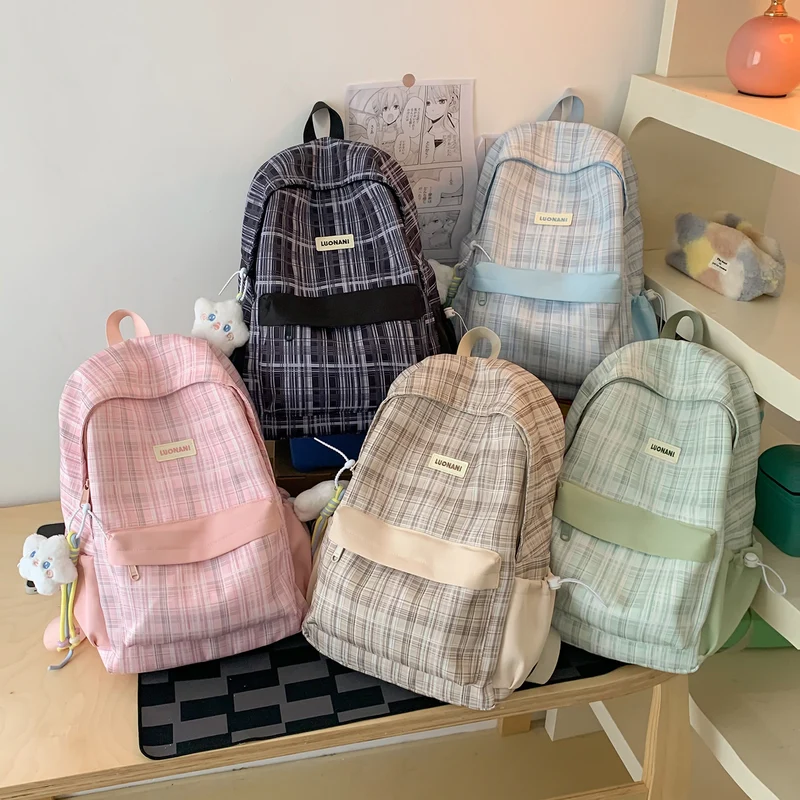 Chic Kariert Lässig Rucksack Karnz