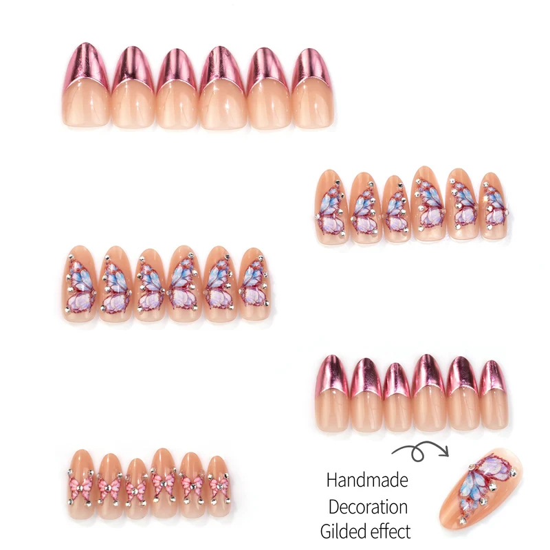 Dekoratives Schmetterlings-inspiriertes Press-On Nagelset