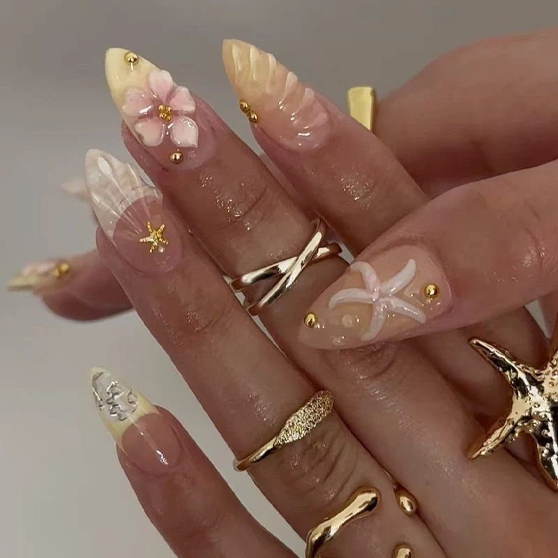 Dekoratives strandthemen Press-On Nagelset