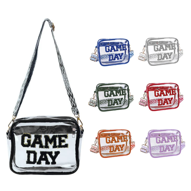 Transparente Umhängetasche mit modernem Game Day Print Skanto