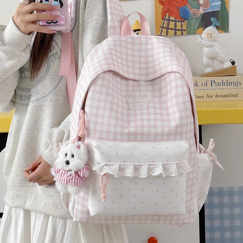 Spaß Gingham-Muster Rucksack Karnz
