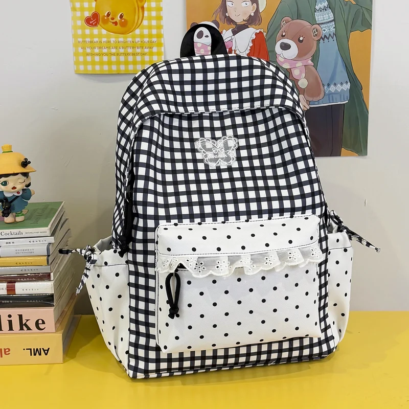 Spaß Gingham-Muster Rucksack Karnz