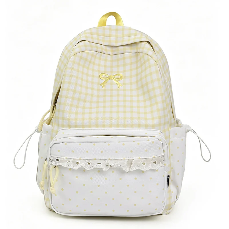 Verspielter Gingham Druck Schulrucksack Karnz