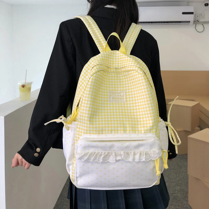 Verspielt Gingham- und Polka-Dot-Rucksack Karnz
