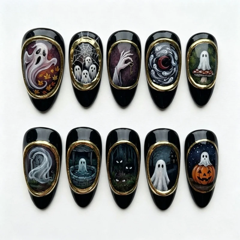 Künstlerisches Halloween-Themen Press-On Nagelset 1790738841