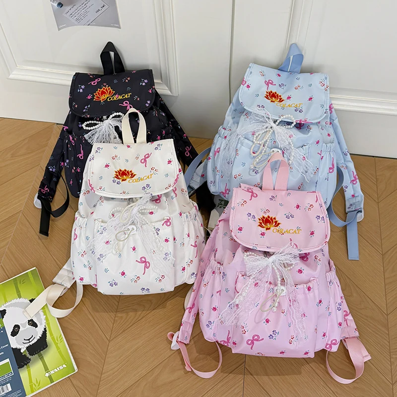 Blumenverzierte Drawstring-Rucksack Karnz