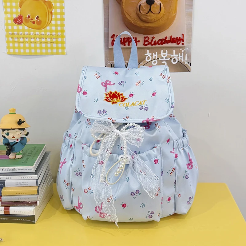 Blumenverzierte Drawstring-Rucksack Karnz