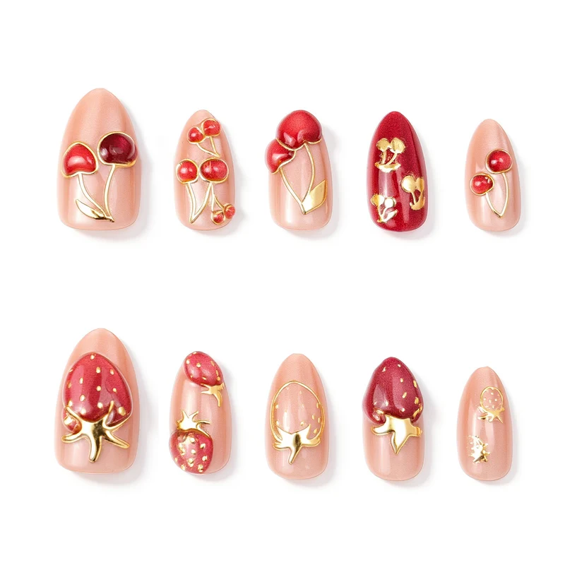 Künstlerisches von Früchten inspiriertes Press-On-Nagelset