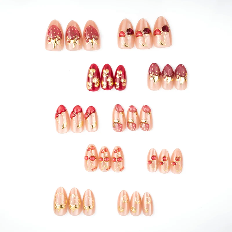 Künstlerisches von Früchten inspiriertes Press-On-Nagelset