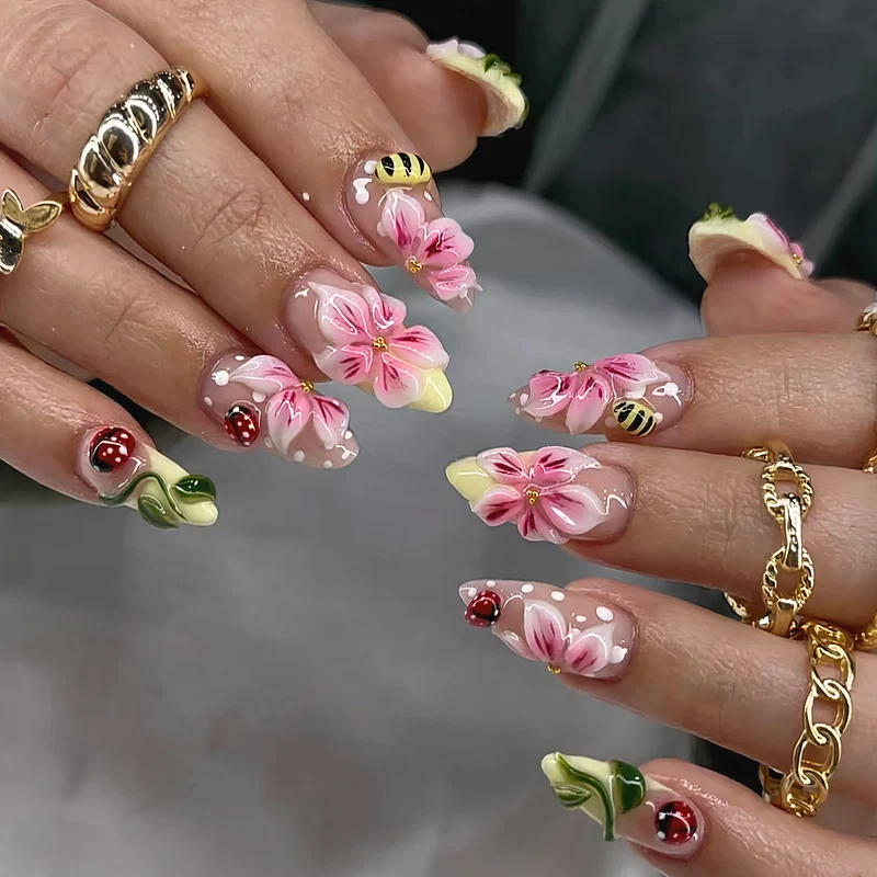 Künstlerisches Floral Nagelkunst Set