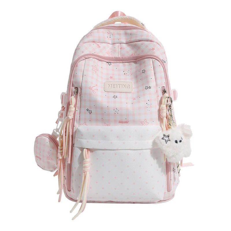 Dekorativer Rucksack mit Karos und Sternenmuster Karnz