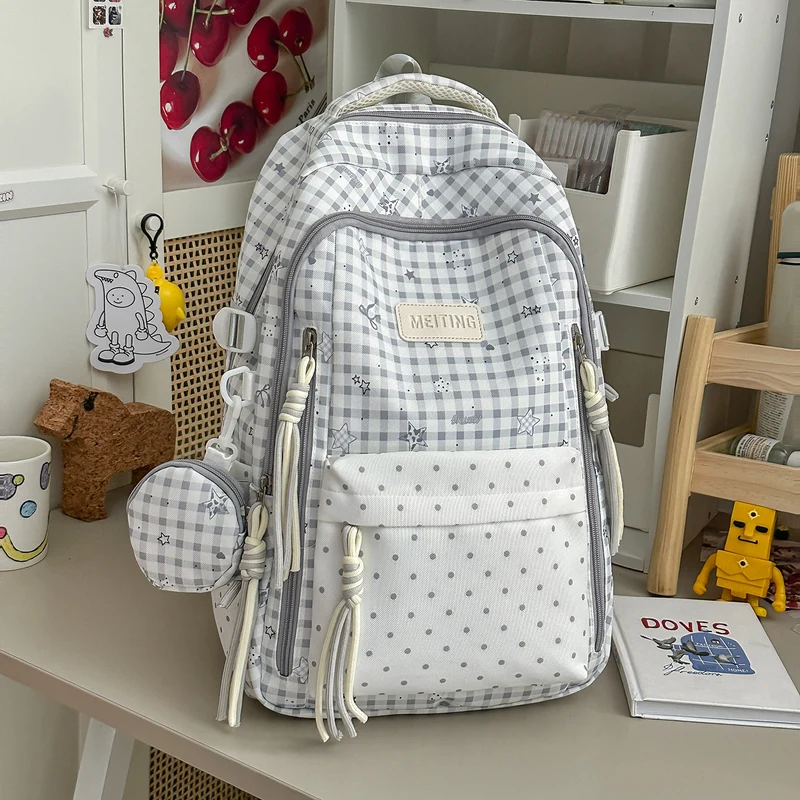 Dekorativer Rucksack mit Karos und Sternenmuster Karnz
