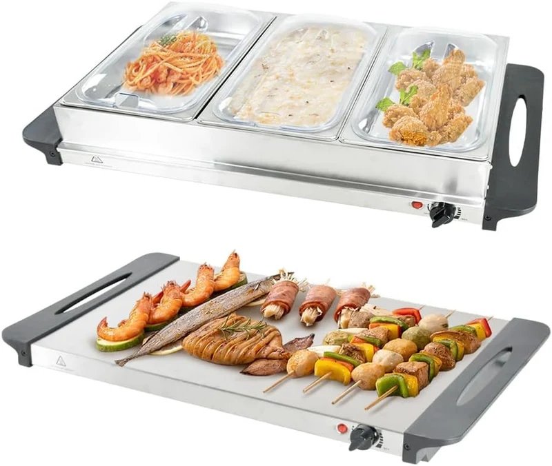 Elektrischer Buffet-Food-Wärmer mit 3 × 2,5L Behältern und Temperatureinstellung – Valtero