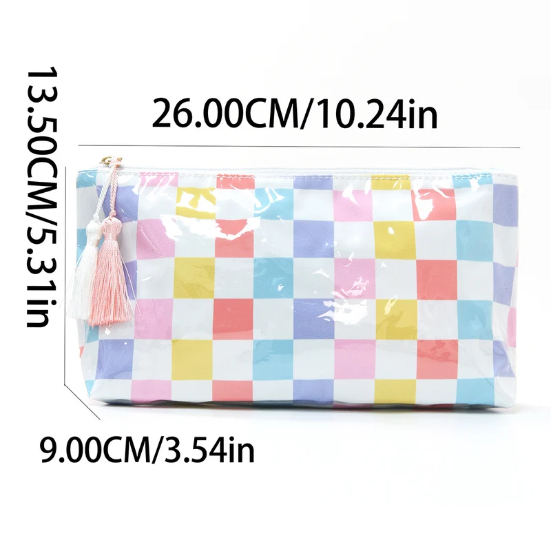 Kosmetiktasche mit farbenfrohem Karomuster Skanto