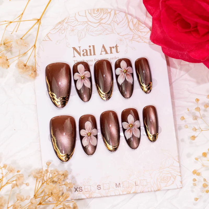 Künstlerisches Floral Eleganz Press-On Nagelset