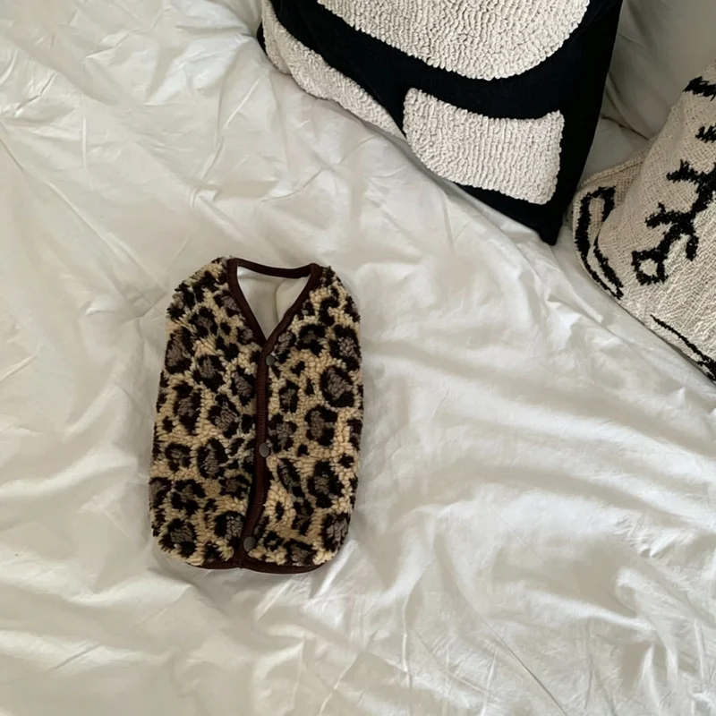 Sherpa-Fleece-Leopardenmuster-Snap-Front-Gemütliche-Weste