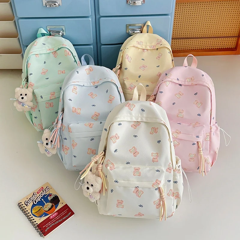 Niedlicher Bären-Print Schulrucksack Karnz