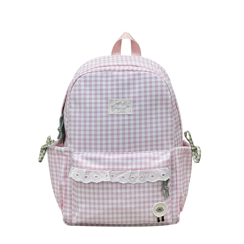 Süßer Gingham-Druck Schulranzen Karnz