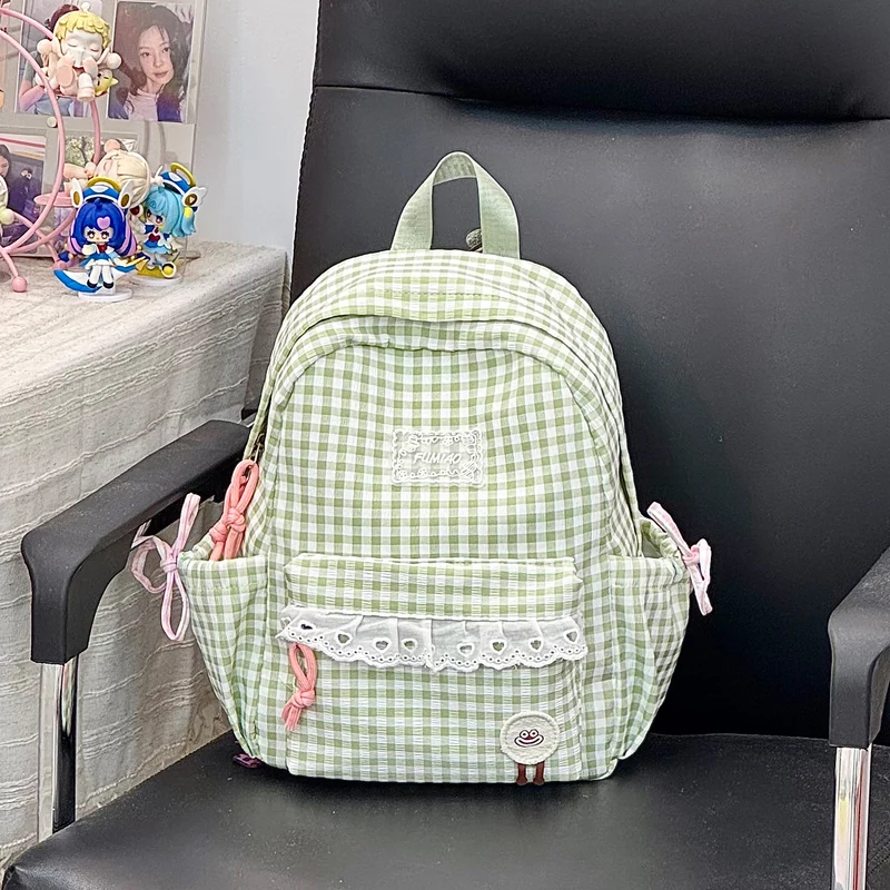 Süßer Gingham-Druck Schulranzen Karnz