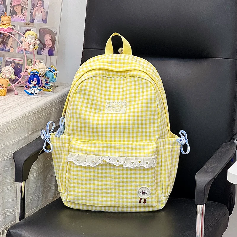 Süßer Gingham-Druck Schulranzen Karnz