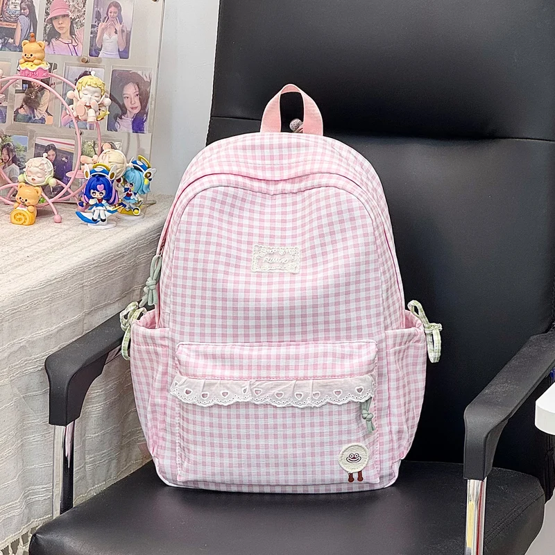 Süßer Gingham-Druck Schulranzen Karnz