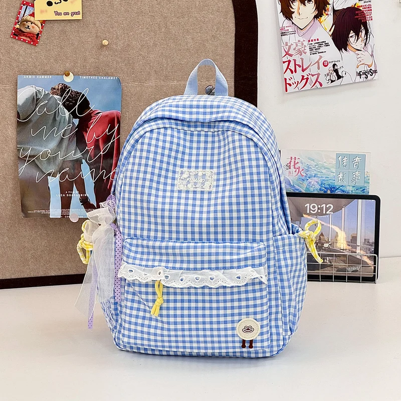 Süßer Gingham-Druck Schulranzen Karnz