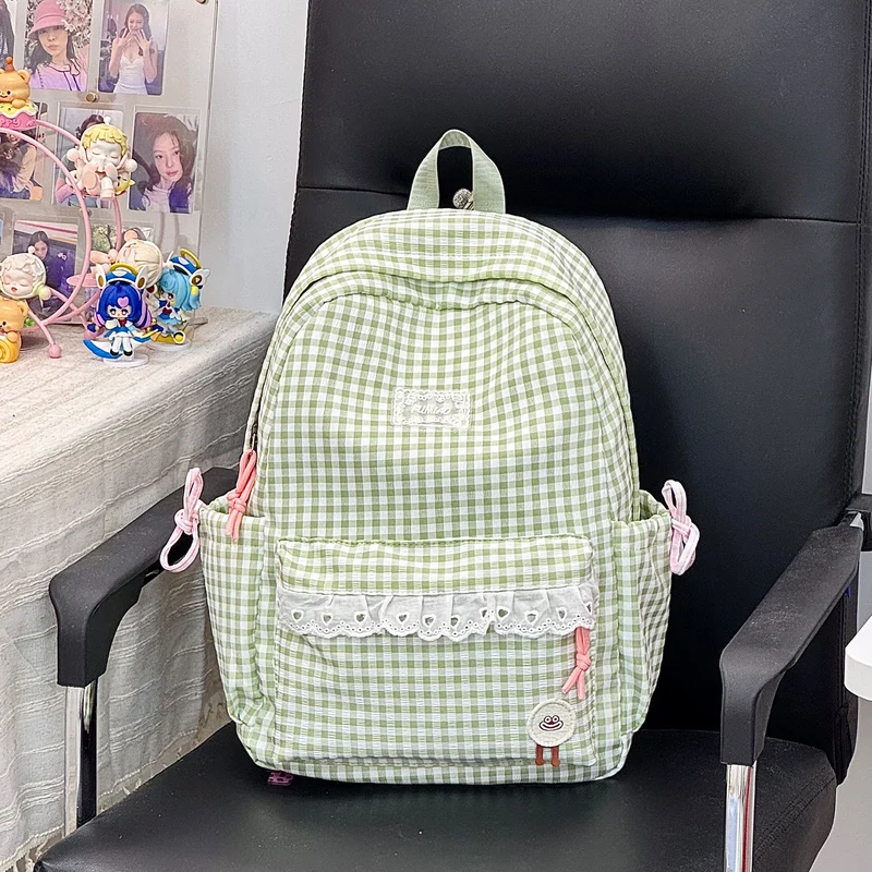 Süßer Gingham-Druck Schulranzen Karnz