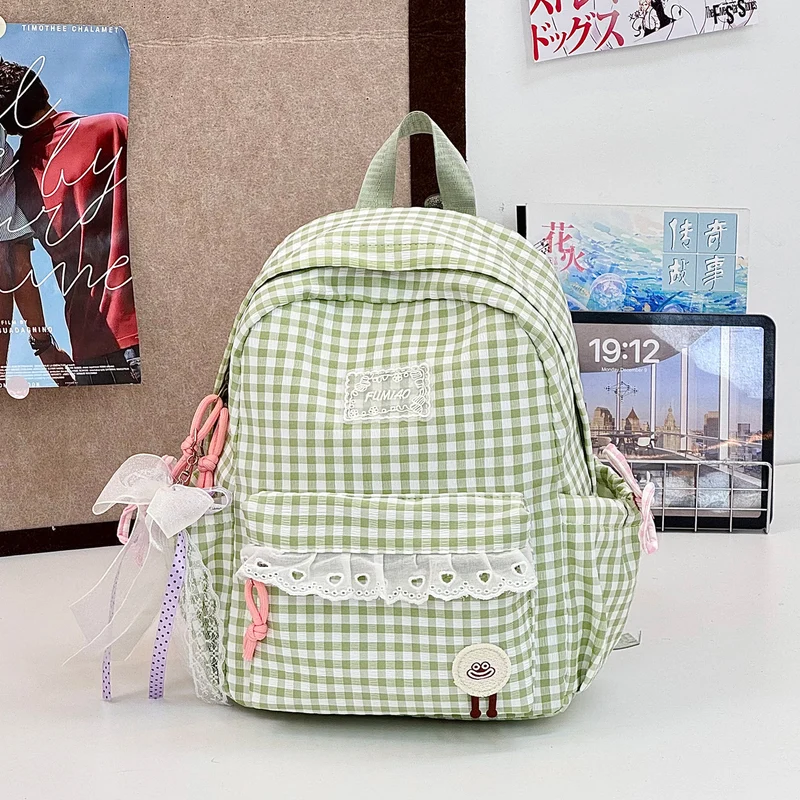 Süßer Gingham-Druck Schulranzen Karnz