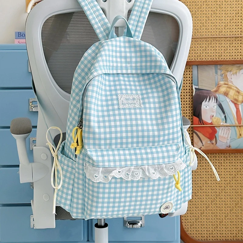 Süßer Gingham-Print-Rucksack Karnz