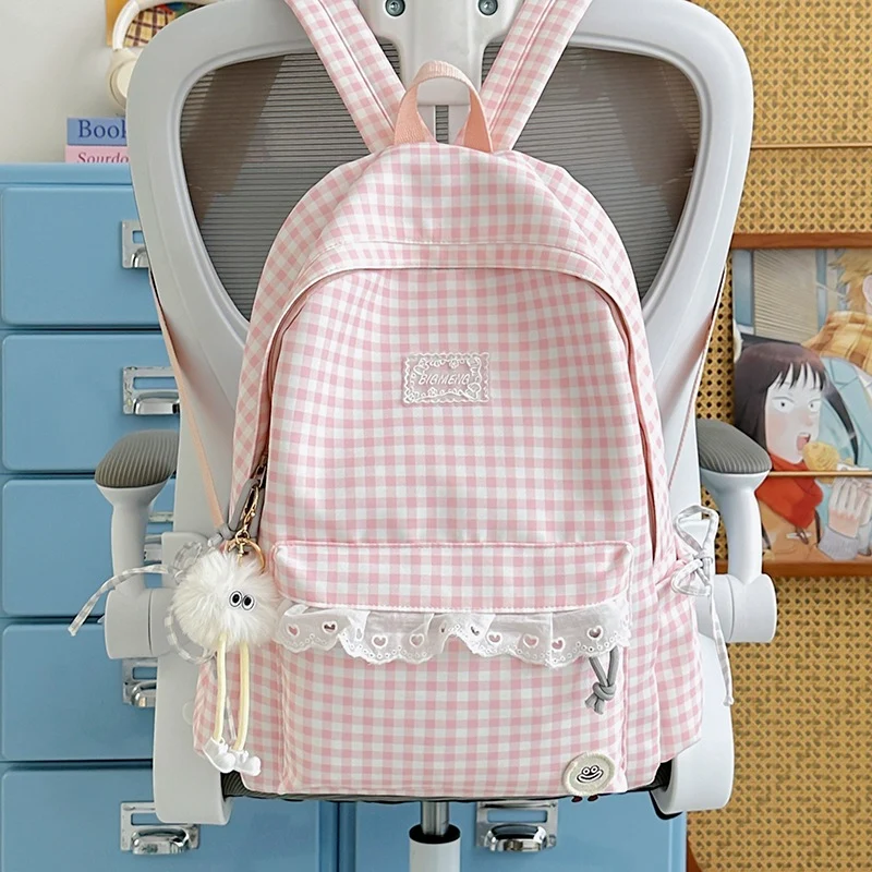 Süßer Gingham-Print-Rucksack Karnz