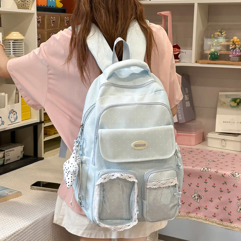 Niedlicher dekorativer gepunkteter Schulrucksack Karnz