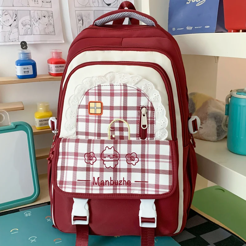 Hübscher dekorativer karierten Schulrucksack Karnz