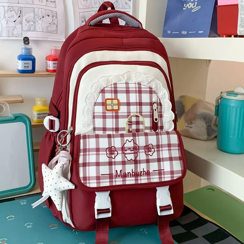 Hübscher dekorativer karierten Schulrucksack Karnz