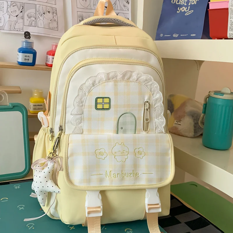 Hübscher dekorativer karierten Schulrucksack Karnz