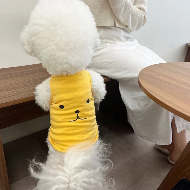 Kleine Hund Baumwolle ärmelloses Tanktop mit minimalistischem Gesichtsdruck
